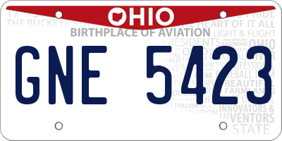 OH license plate GNE5423