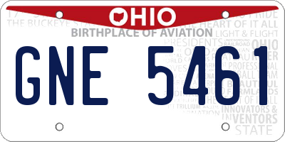 OH license plate GNE5461