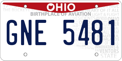OH license plate GNE5481