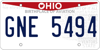 OH license plate GNE5494