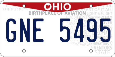 OH license plate GNE5495