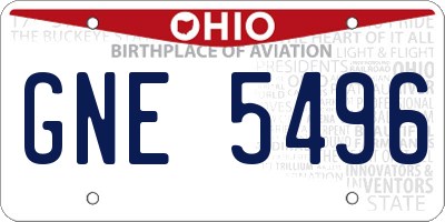 OH license plate GNE5496
