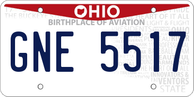 OH license plate GNE5517
