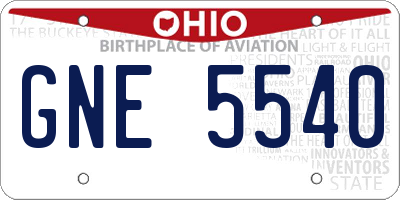 OH license plate GNE5540