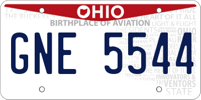 OH license plate GNE5544