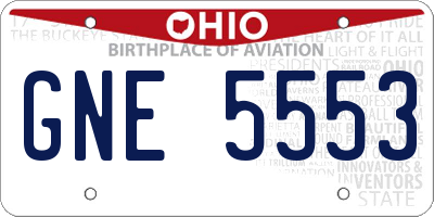 OH license plate GNE5553