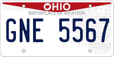 OH license plate GNE5567