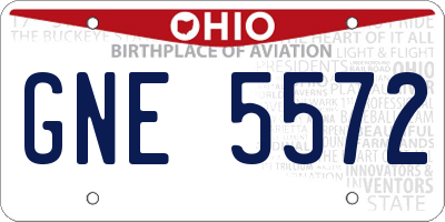 OH license plate GNE5572