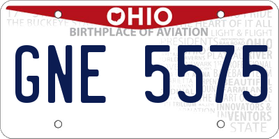 OH license plate GNE5575