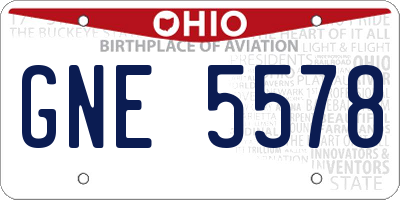 OH license plate GNE5578