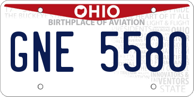 OH license plate GNE5580