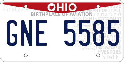 OH license plate GNE5585