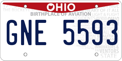 OH license plate GNE5593