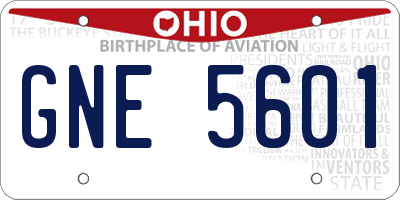 OH license plate GNE5601