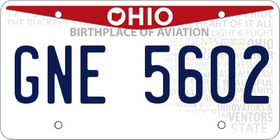 OH license plate GNE5602