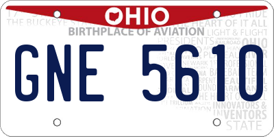 OH license plate GNE5610