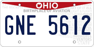 OH license plate GNE5612