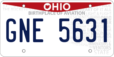 OH license plate GNE5631