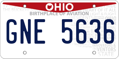 OH license plate GNE5636
