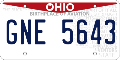 OH license plate GNE5643