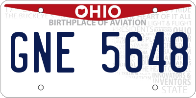 OH license plate GNE5648