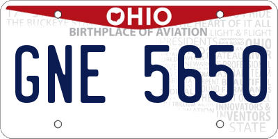 OH license plate GNE5650