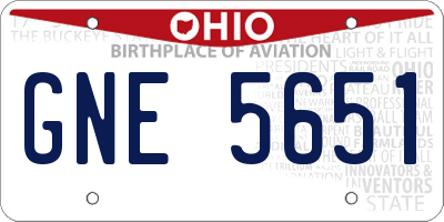OH license plate GNE5651