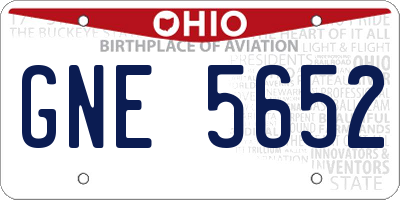 OH license plate GNE5652