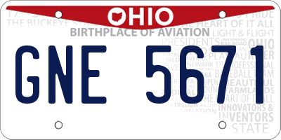 OH license plate GNE5671