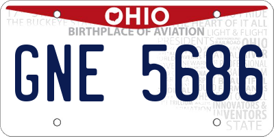OH license plate GNE5686