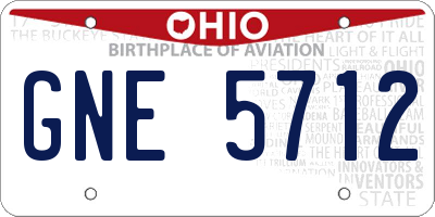 OH license plate GNE5712