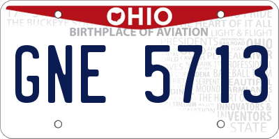 OH license plate GNE5713