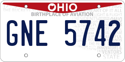 OH license plate GNE5742
