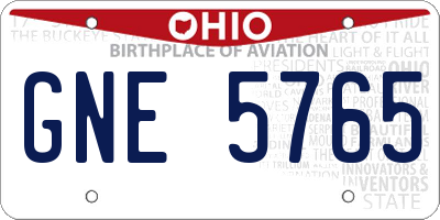 OH license plate GNE5765
