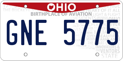 OH license plate GNE5775