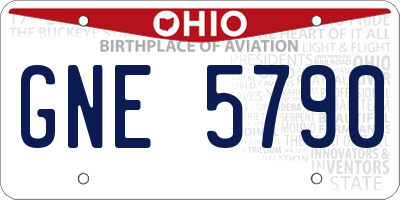 OH license plate GNE5790