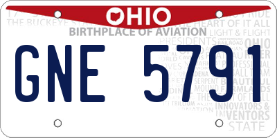 OH license plate GNE5791