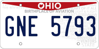 OH license plate GNE5793