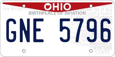 OH license plate GNE5796