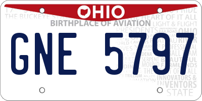 OH license plate GNE5797