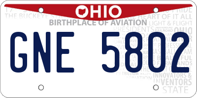 OH license plate GNE5802