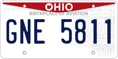 OH license plate GNE5811