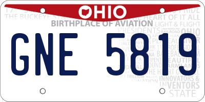 OH license plate GNE5819