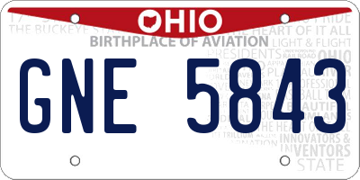 OH license plate GNE5843