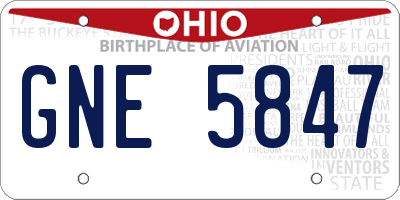 OH license plate GNE5847