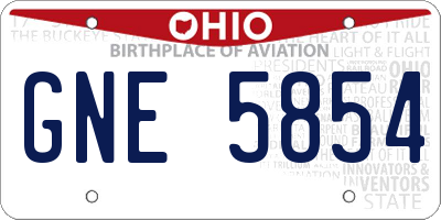 OH license plate GNE5854