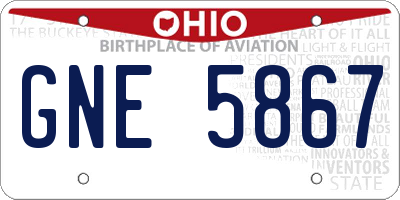OH license plate GNE5867