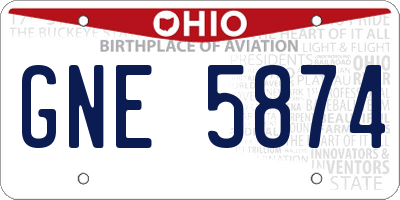 OH license plate GNE5874