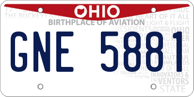 OH license plate GNE5881