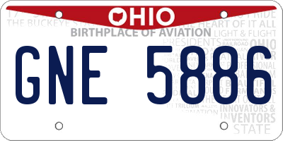 OH license plate GNE5886